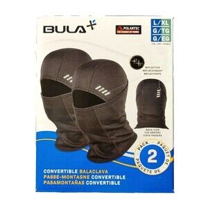 2-pack BULA Polartec Balaclava Convertible Face Cover Gaiter Black, Size L/XL